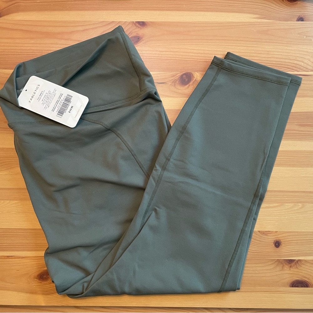 Fabletics high waisted power hold 7/8 olive green leggings